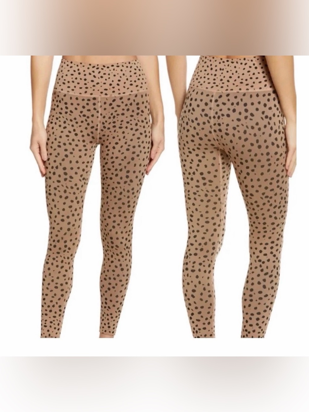 Zella Ribbed High-Rise Animal Print Leggings Black Leopard Spots, Small -NWOT